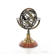Brass Armillary Sphere Globe 11.5" Hardwood Base Antiqued Finish Table Top New