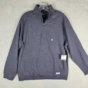 Eddie Bauer Sweater Mens Large Blue Camp Fleece Lined Long Sleeve Quarter Zip