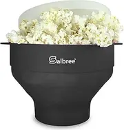 The Original Salbree Collapsible Silicone Microwave Popcorn Popper Maker Machine, Microwavable Bowl Holds 16 Cups, Uses Hot Air and Oil Always Optional - The Most Colors Available (Black)