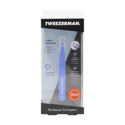 Tweezerman Slant Eyebrow Tweezers Stainless Steel Hair Pluckers Lapis Blue