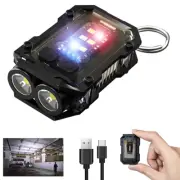 Mini Keychain Flashlight Super Bright Torch Rechargeable EDC LED&COB Light Lamp