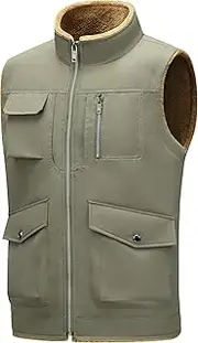 [FEOYA] Fleece Gilet Men Softshell Gilet Fleece Lined Vest Windproof Body Warmer Vests Thermal Outerwear Lightweight Winter Sleeveless Jacket With Zipped Pockets