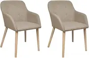 Dining Chairs 2 pcs Beige Fabric and Solid Oak Wood,Luxurious Dining Chairs with Armrests for Optimal Comfort in Any Room Dining Furniture, Dining Chairs
