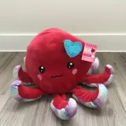 Hug Fun Plush Valentine Easter Octopus Red Multicolor Tentacles 11" sparkle blue