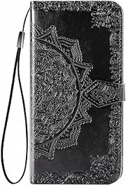 [YukeTop] Case for Motorola Edge 30 Neo, PU Leather Flip Folio Wallet Cover, with Card Slots, Case Cover for Motorola Edge 30 Neo.(Black)