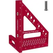 Premium Carpenter Square Hole Scribing Ruler Precision Woodworking Tool 22.5-90