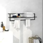 Black Iron Towel Rack 95x25x22 cm Stylish Bathroom Organizer Space Saver