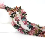 Multi Color Watermelon Tourmaline Faceted Pear Heart Shape Gemstone Beads 10Pcs
