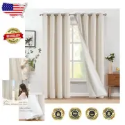 Light Filtering Grommet Top Linen Curtains, 50x84 for Cozy Farmhouse Decor