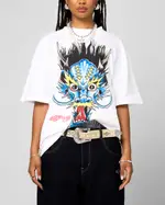 [ED HARDY] Ed Hardy Blue Dragon T-shirt White - Size 3XL 3XL White