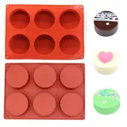 6 Holes Round Silicone Mold Cake Decor Ice Mould Soap Candy Chocolate Fondant AU