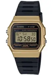 Casio F91WM-9A, 7 Year Battery Chronograph Watch, Black Resin Strap, Alarm,NEW