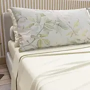 [PETTI Artigiani Italiani] Cotton Sheets with Pillowcases in Digital Print, Single Sheet, Floral Pattern 172 Cream Bedding Set, 100% Made in Italy