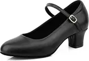 [Sogebo] Ankle Strap Salsa Dance Heels Dress Pumps Womens Character Shoes