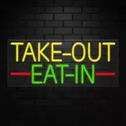 Take Out Eat in Sign for Business Displays | LED Flex Neon | 32"W x 13"H x 1"D