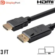 3FT DisplayPort DP 1.2a to HDMI Monitor Cable HDTV 4K 60Hz 1080p 3D MacBook