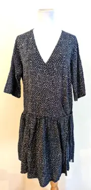 New One Teaspoon sz M Starry Night Wrap Dress blue off white cotton 1t