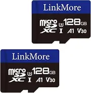 LinkMore 128GB Micro SDXC Card (2 Pack), A1, UHS-I, U3, V30, Class 10 Compatible, Read Speed Up to 95 MB/s, Write Speed Up to 45 MB/s, SD Adapter Included