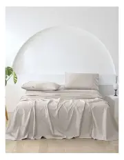 [Essn] Cotton Sateen Sheet Set Single Bed in Stone