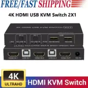 4K HDMI KVM Switch 2 Port USB KVM Switcher 4K@30Hz for PC Sharing Keyboard Mouse