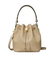 T Monogram Pebbled Bucket Bag One size brown