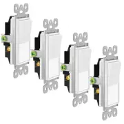 3 Way Light Switch Rocker in Wall On Off Rocker Paddle Interrupter UL Listed × 4