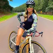 Cycling Jersey Jumpsuit Women's Triathlon Special Outdoor Cycling Jersey GO to Long-Sleeved Cycling Jersey Bike Set WAITAO (Color : 2, Size : X-Large)