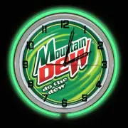 19" MOUNTAIN DEW Do The Dew Sign Double Neon Clock Mt Dew