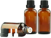3PCS Amber Glass Bottle with Orifice Reducer and Black Cap Essential Oil Bottle Empty Cosmetic Storage Container Vial for Perfume Aromatherapy 100ml/3.4oz