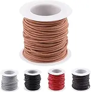 Rustark 11 Yards x 2mm Natural Round Leather String Cord Soft Leather Rope Cord Spool for Necklaces Bracelets Shoelace Wrapping Crafts Jewelry Making Supplies