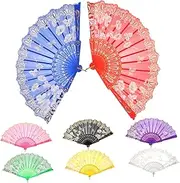 HAMPPLIES 8Pcs Chinese Style Handheld Folding Fan Retro Design Summer Fans for Dance Performance and Home Decoration Elegant and Sturdy with Beautiful Patterns