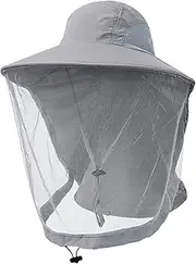 [OhMill] Head Net Hat Safari Hat Sun Hat UPF 50+ Sun Protection Fishing Boonie Hat with Netting Net Mesh for Men & Women