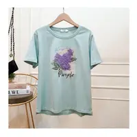 在飛比找momo購物網優惠-R.neTs 浪漫紫花卉工藝精品棉T恤