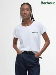 Barbour® White 100% Cotton Kenmore T-Shirt (AC0510) | $73