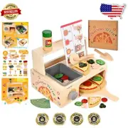 Realistic Wooden Pizza Maker Set - 50 PCS for Imaginative Cooking Adventures