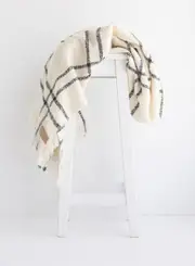 Masterweave Windermere Wool Twill Throw-Cream WIndow Check