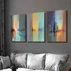 3pcs Geometric City Architecture & Skyline Wall Art Canvas Framed 50x70cm