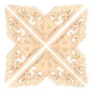 US 4PCS Wood Carved Onlay Applique Woodcarving Corner Decal Home Furniture Dec H