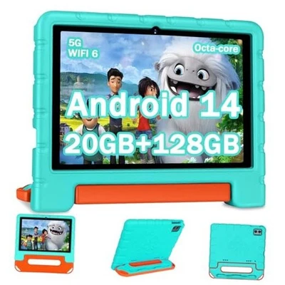 2025 Kids Tablet 10 inch Android 14 Tablets for Kid Octa-Core, 20GB+128GB Green