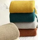 Knitted Shawl Sofa Blanket with Tassel Sofa Scarf Emulation Fleece Throw Blanket