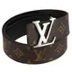 Louis Vuitton LV M9821U Initiales 品牌LOGO銀釦老花雙面皮帶 90CM