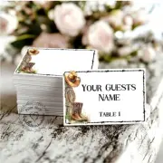 WESTERN COWBOY BOOTS & HAT FLAT WEDDING PLACE CARDS, TAGS or ESCORT CARDS #69