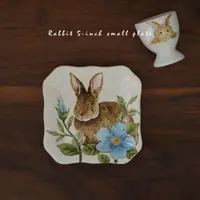 在飛比找ETMall東森購物網優惠-法式鄉村田園 出口兔子插畫風陶瓷5寸點心碟 下午茶甜品碟釉下