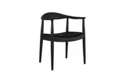 Matt Blatt Hans Wegner Round Chair Replica (Black Leather)