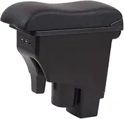 Armrest Box for Honda Fit Jazz 2002-2008 Car Arm Rest Seat Center Storage Box Consoles Double Layer with 3 USB Ports (Black with Black thread)