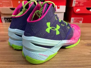 ￼Under Armour 籃球鞋 Curry 2 UA 極光 藍紫 桃紅 綠 男鞋 高筒3026052600