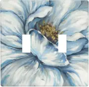 Blue Floral Double Toggle Light Switch Cover for Kids' Rooms 4.5" x 4.5
