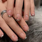 Minimalist Silver Edged French Manicure