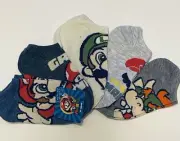 NWT Boys Super Mario Bros Luigi Bowser No Show SOCKS 5 Pairs (Fits Shoe 7.5-3.5)