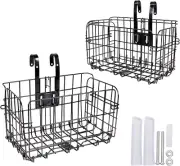2 Pack Rear Bike Basket Folding Front Bike Basket Rust Proof Wire Mesh Bicycle B